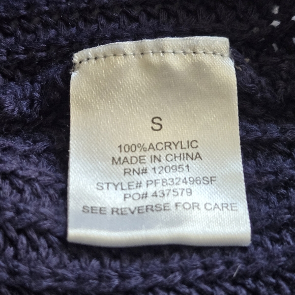 Pinque Women's Navy Lace Back Open Front Cardigan Sweater Small - Picture 7 of 10